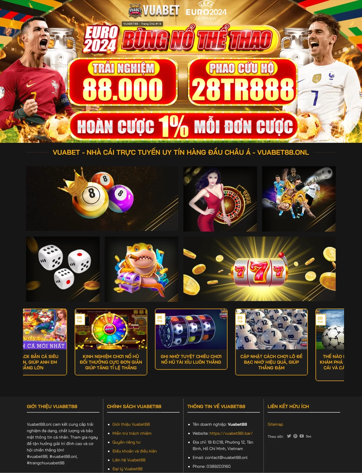 Vuabet88 Casino banner trên máy tính