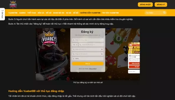 Cách đăng ký tại Vuabet88 casino